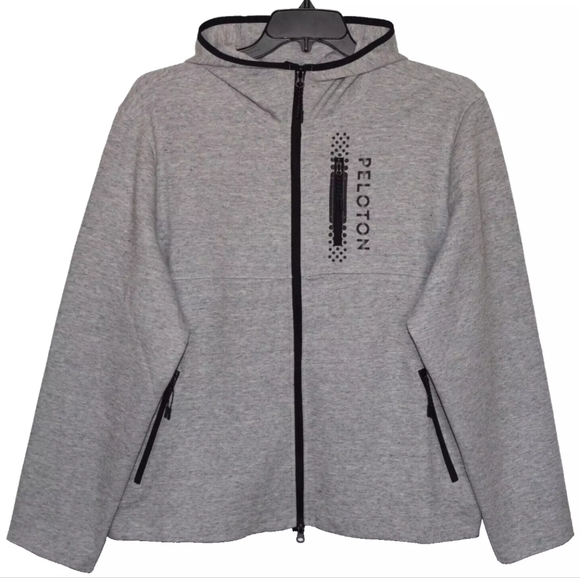 Peloton on the go full zip gray cotton blend hoodie jacket Size M